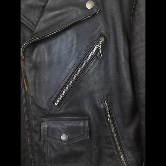 [SOLD] MAISON MARGIELA Men's Sz IT54 US 42 L Black Leather Perfecto Jacket Italy - Picture 5 of 12